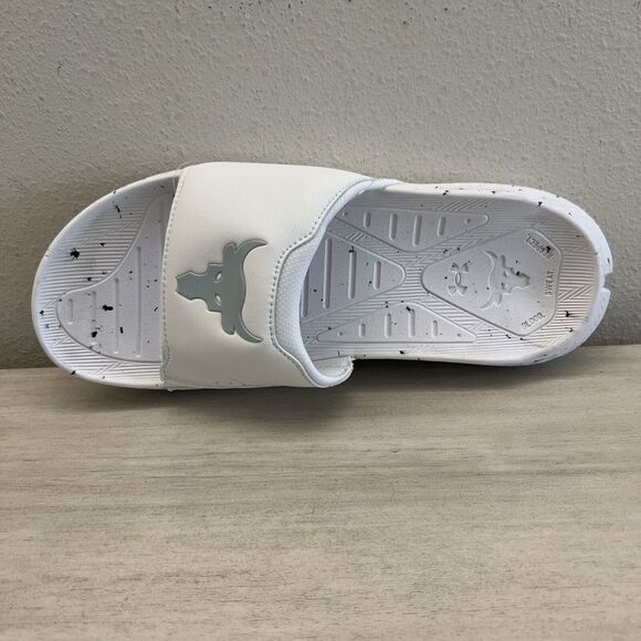 Under Armour Men Sz 11 UA The Rock Project 3 Slide White Halo Grey - Picture 6 of 11